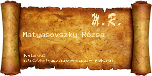 Matyasovszky Rózsa névjegykártya